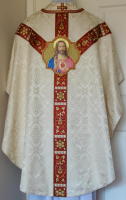 White Gothic Chasuble traditional, silk damask GL004